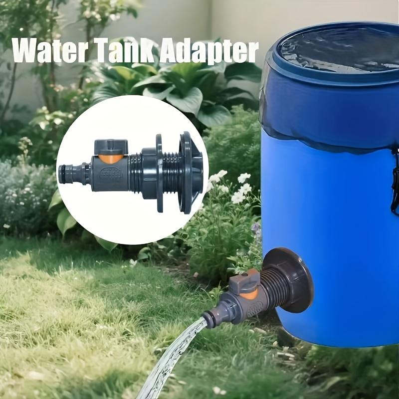 2PCS PVC/IBC Water Barrel Adapter,Water Tank Adapter with Valve,Quick Installation Rainwater Collection Connector Kit,External Thread Connector