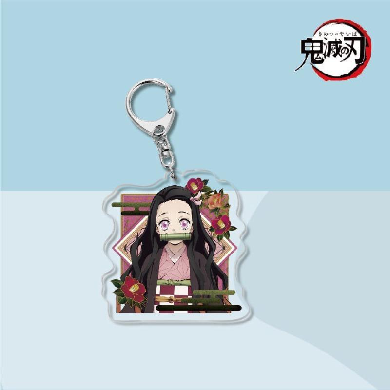 Tanjiro Nezuko Acrylic Keychain  Anime Character Pendant Car Key Chain Bag Hanging Gift Toy