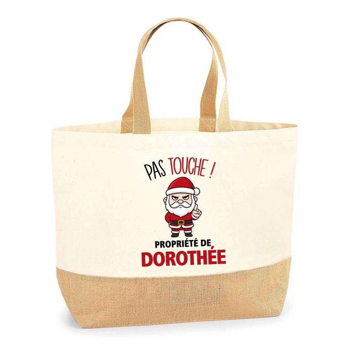 Cabas de Plage - PLANETEE - Dorothée Pas Touche Père Noël - Jute naturel - Multicolore - Fabriqué en France