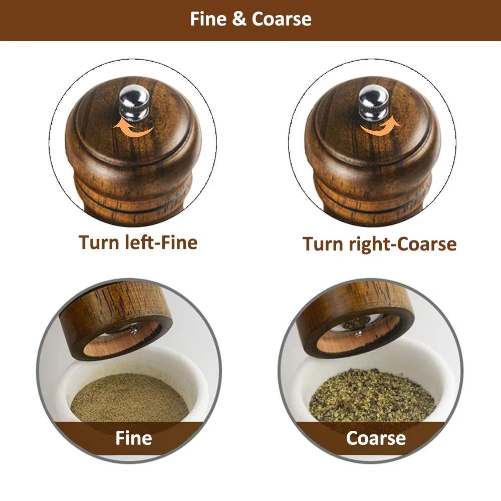 1 Piece Wood Pepper Grinder Pepper Mill Adjustable Coarseness Wooden Pepper Salt Mill Grinder Salt and Pepper Mills Shaker