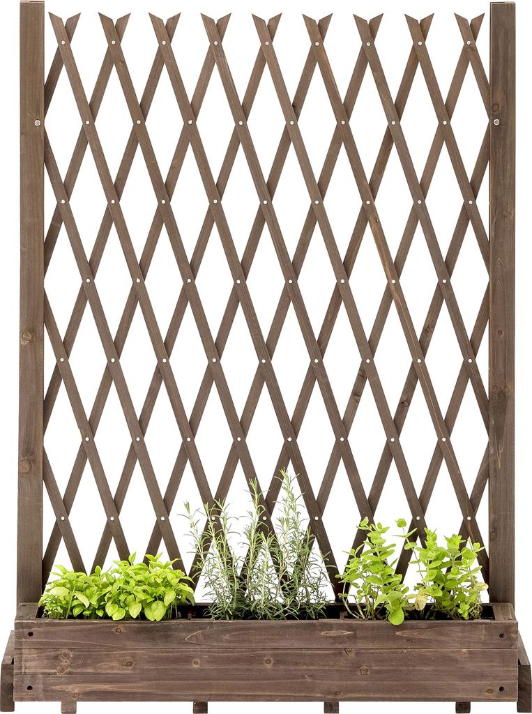 Takasho WSR-1212B Extendable Lattice Fence with Stand, 120x120cm, Brown, Wooden, Adjustable Legs, Stylish Trellis