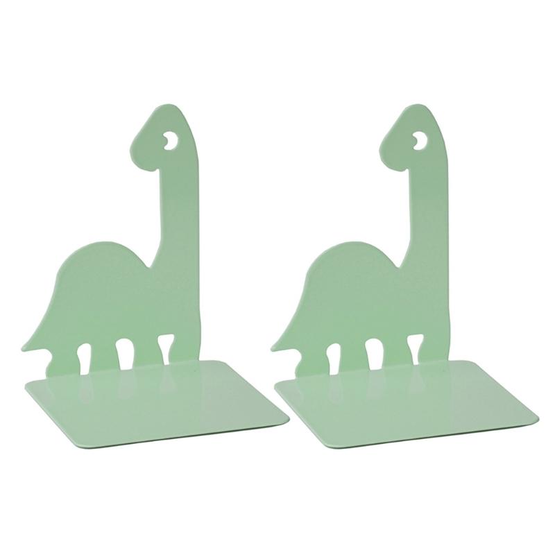 

2 Pcs Book End Metal Bookends Book Holders Shelf Bookends Support Rack Book Stoppers Dinosaur Bookends for Office світло-зелений колір