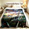 Dinosaur Theme Soft Blanket Personalized Custom Name Text Print Warm Blanket Home Sofa Bedroom Decor