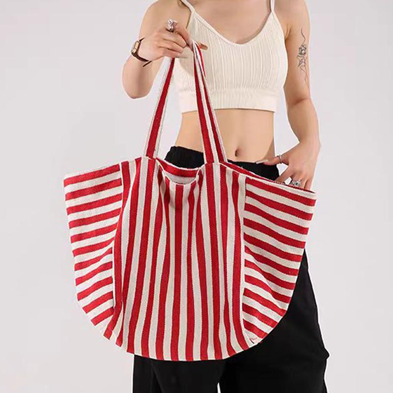 Korean Version Large Capacity Tote Bag New Fashion Striped Tote Bag Shoulder Bag