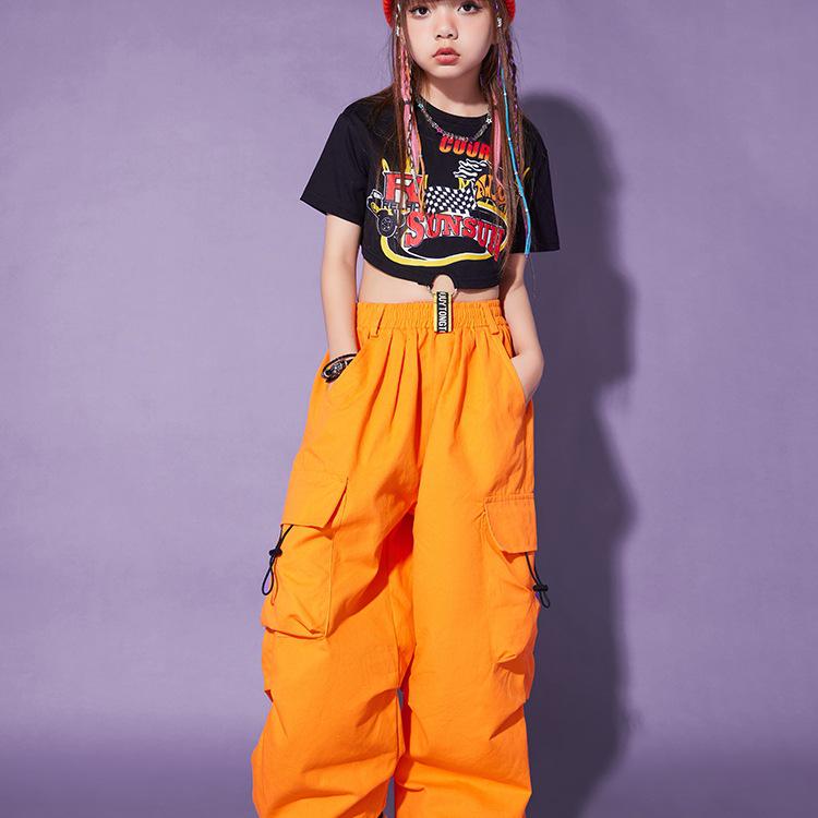 Kids' Street Dance Hip Hop Performance Outfit - Trendy Jazz-Style Costume for Boys & Girls - Cool Summer Streetwear
