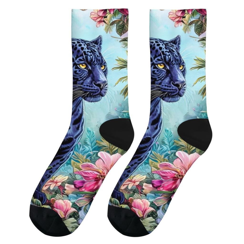 Men's Casual Socks Creative Black Panther Trend Print Soft and Comfortable Socks Harajuku Retro Crew Socks Holiday Party Gift