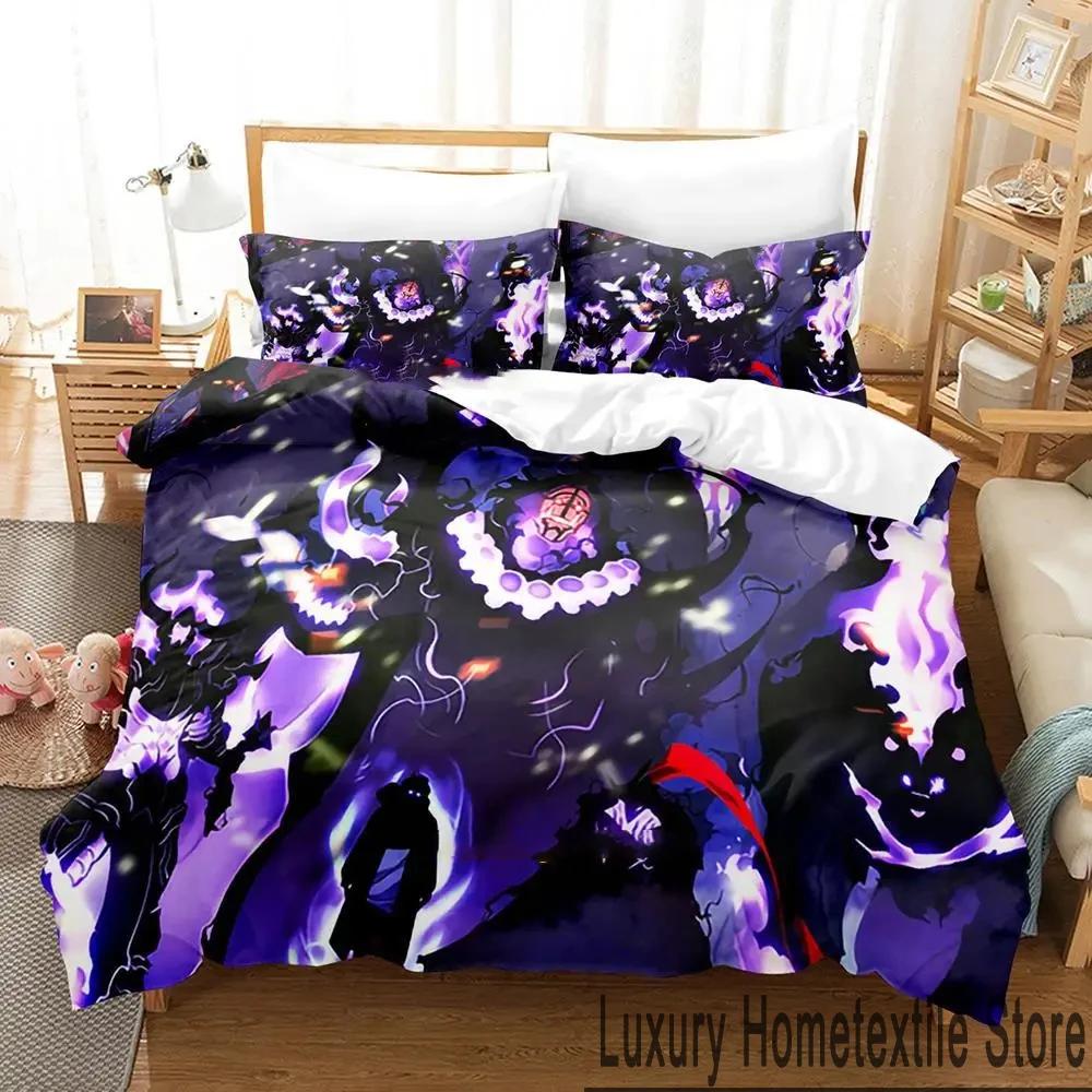 3D Print Anime Solo Leveling Bedding Set Duvet Cover Bed Set Quilt Cover Pillowcase Comforter King Queen Size Boys Adult Bedding