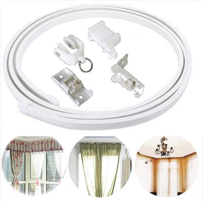1M Flexible Ceiling Curtain Rod Rail Plastic Track Mounted Bendable Curved Straight Slide Windows Accessories Kit