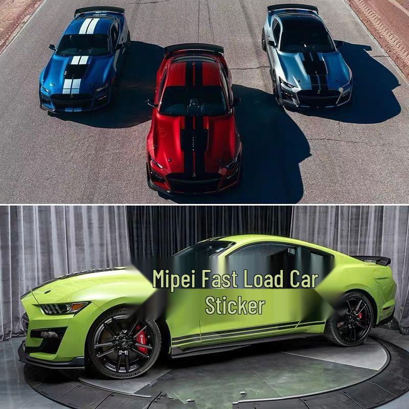 Ford Mustang GT Racing Stripes: Side Skirt and Hood Decals for Modified Cars