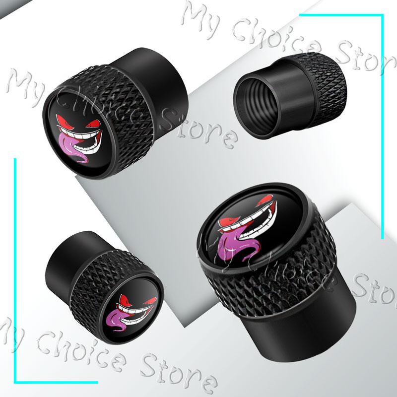 4Pcs/Set Metal Alloy Devil Smiling Face Emblem Car Wheel Tire Valve Air Cap Stem Dustproof Cover Fit For Car Styling Accessories