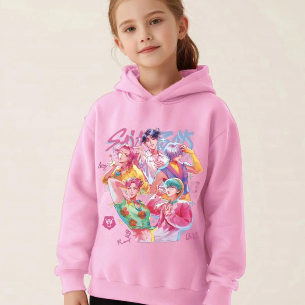 K-pop Demon Hunters Hoodies Boys Girls Long Sleeve Outerwear Saja Boys Print Hooded Coat for Children Fashion Pullover Kids Tops