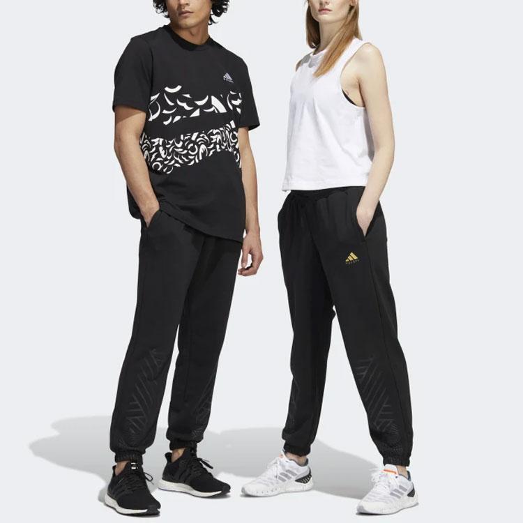 Adidas Solid Color Logo Casual Sports Long Pants Unisex Bottoms Black HP1356