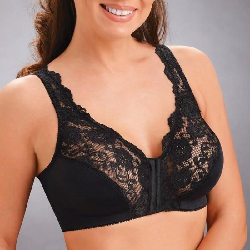 Plus Size Front Closure Lace Bra - Sexy European and American Style Corset for Large Busts