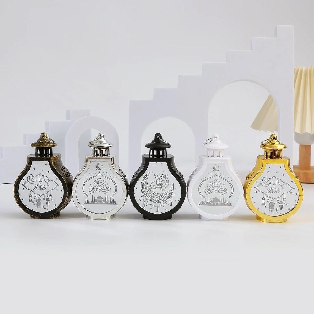Eid Mubarak Moon Ramadan Decoration LED Lantern Plastic Handheld Moon Lantern Castle Lights Islamic Party Decoration