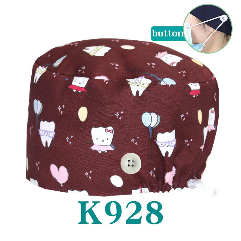 Cartoon Printed Nursing Caps Men Women Medical Hats Adjustable Long Hair Pet Dental Clinic Doctors Scrub Hat