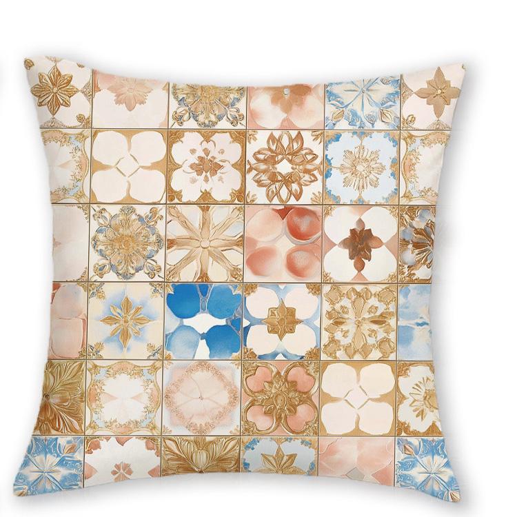 1/4pcs Vintage Moroccan Tile Print Throw Pillow Covers Soft Decorative Cushion Cases for Sofa Bedroom Living Room Cushion Cover