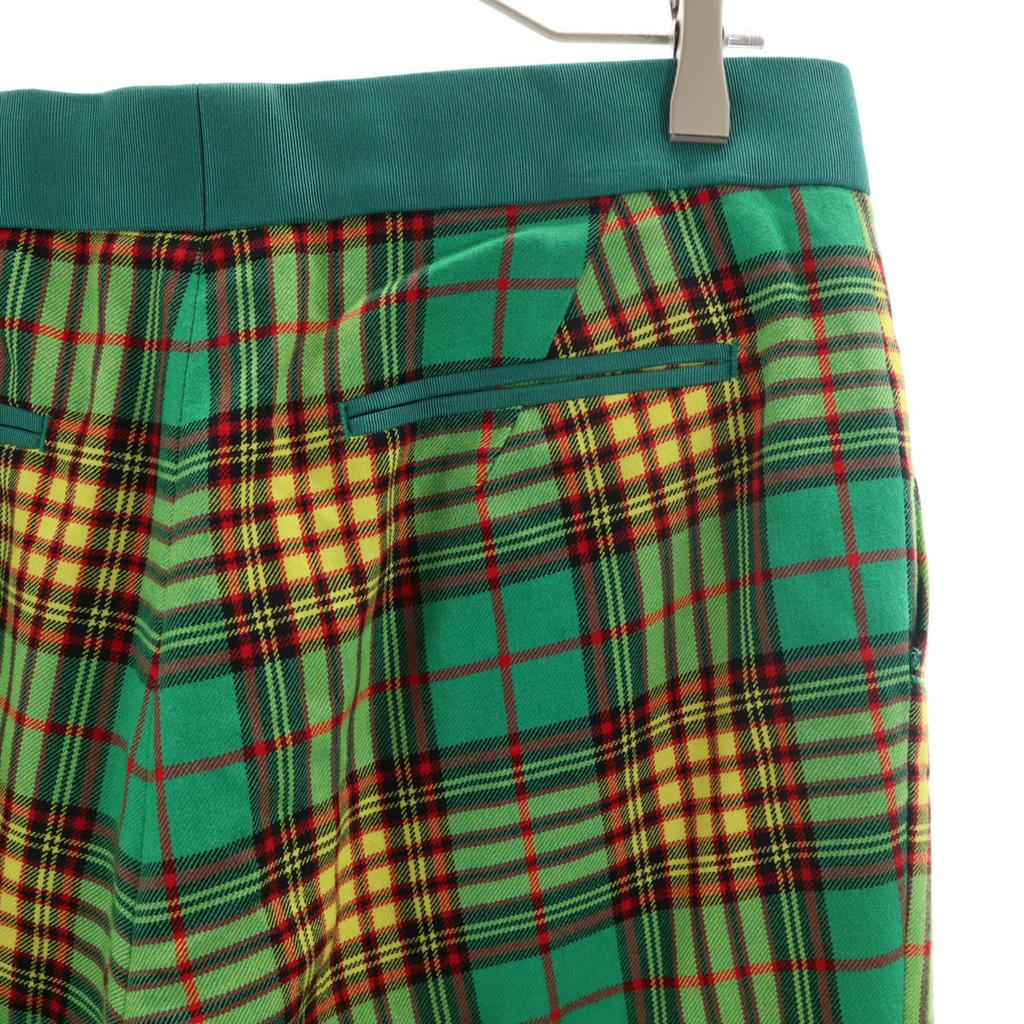 Drawer Wool Made In Japan Check Pattern Tapered Pants 40 Green Women Used