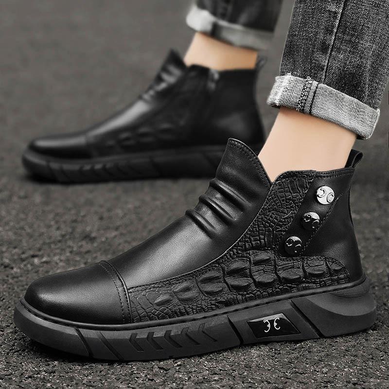 Spring Autumn New Fashionable Men's Sneakers Retro British Style Versatile High Top Casual Shoes Outdoor Work Work Clothes Shoes