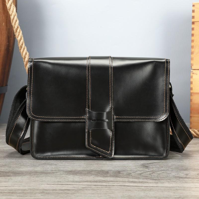 New Leather Large Capacity Men's Crossbody Bag High-end Leisure Travel Shoulder Simple Atmospheric Small Square