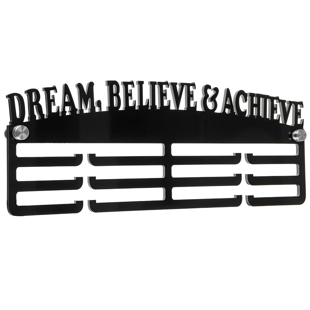 Medal Display Hanger Wall Mounted Medal Display Holder with Inspirational Words Memorial Medal Rack for Living Room Decor