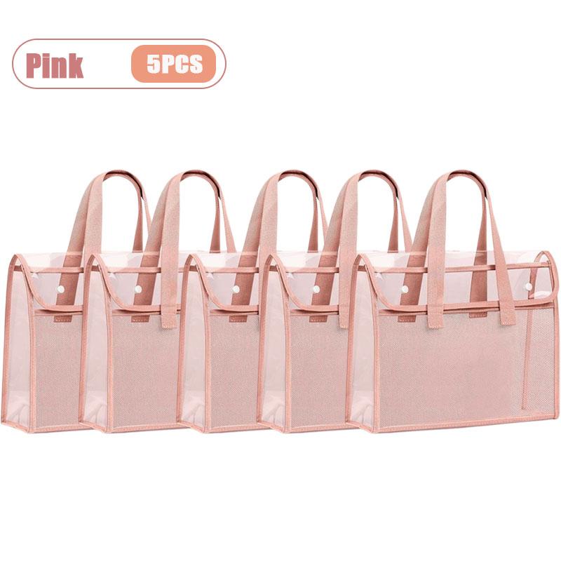 Thick Handled Document Folder Transparent Waterproof Durable Student Tutoring Paper Homework Book Storage Bag Organizer Pouch