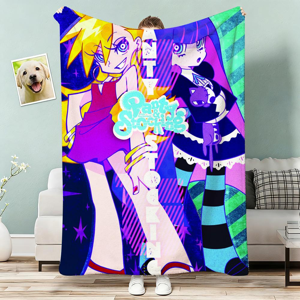 Panty And Stocking Throw Lightweight 240G Flannel Blanket Soft Skin-Friendly For Summer Cooling