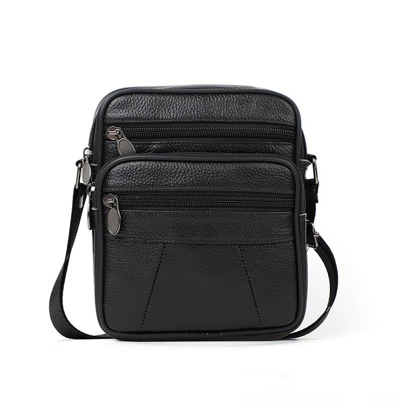 Cowhide Leather Men's Shoulder Bags Husband Small Crossbody Messenger Bag Leather Man Zipper Designer Party Bags Gift