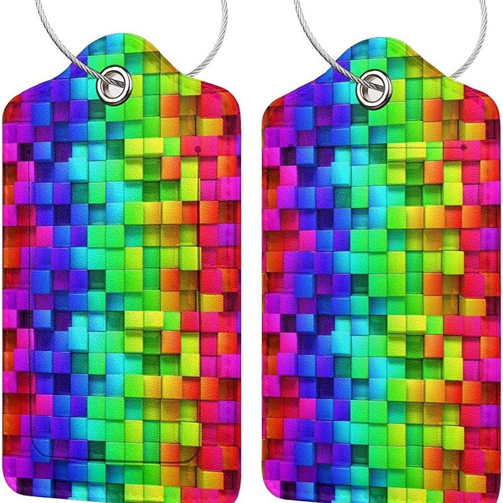 Stylish Printed Leather Luggage & ID Tag Set