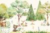 Children's Photo Wallpaper with Magical Forest and Forest Animals, Teddy Bear, Deer, Fox M130 200x135