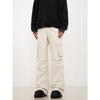Kisko Niche American-Style Pleated Paratrooper Off-White Cargo Pants for Men and Women with Multiple Pockets, Loose Straight-Leg Casual Pants