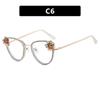 Triangular Cat'S Eye Diamond-Encrusted Flat Mirror Anti-Blue Luxury Glasses Frame Pearl Retro Personalized Glasses Frame