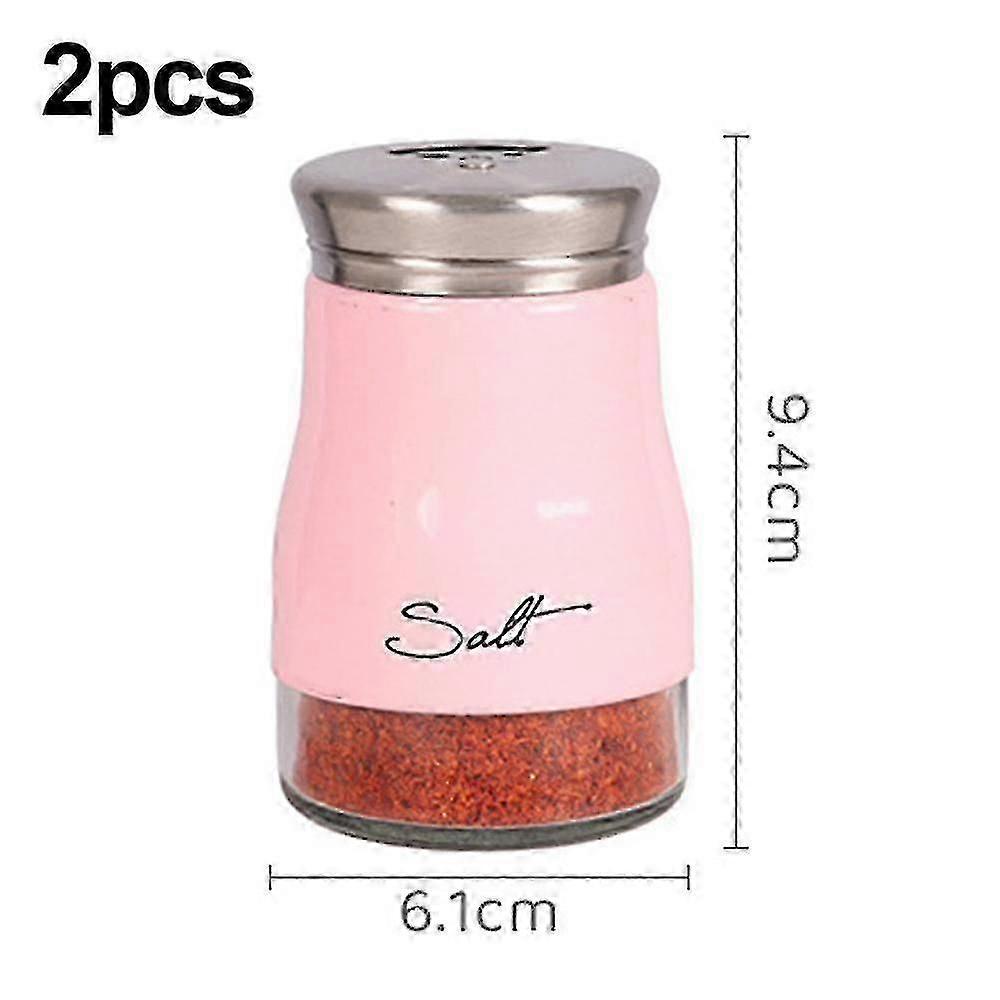 Salt And Pepper Shakers Set, Glass Farmhouse Kitchen Decor, Stainless Steel Lid