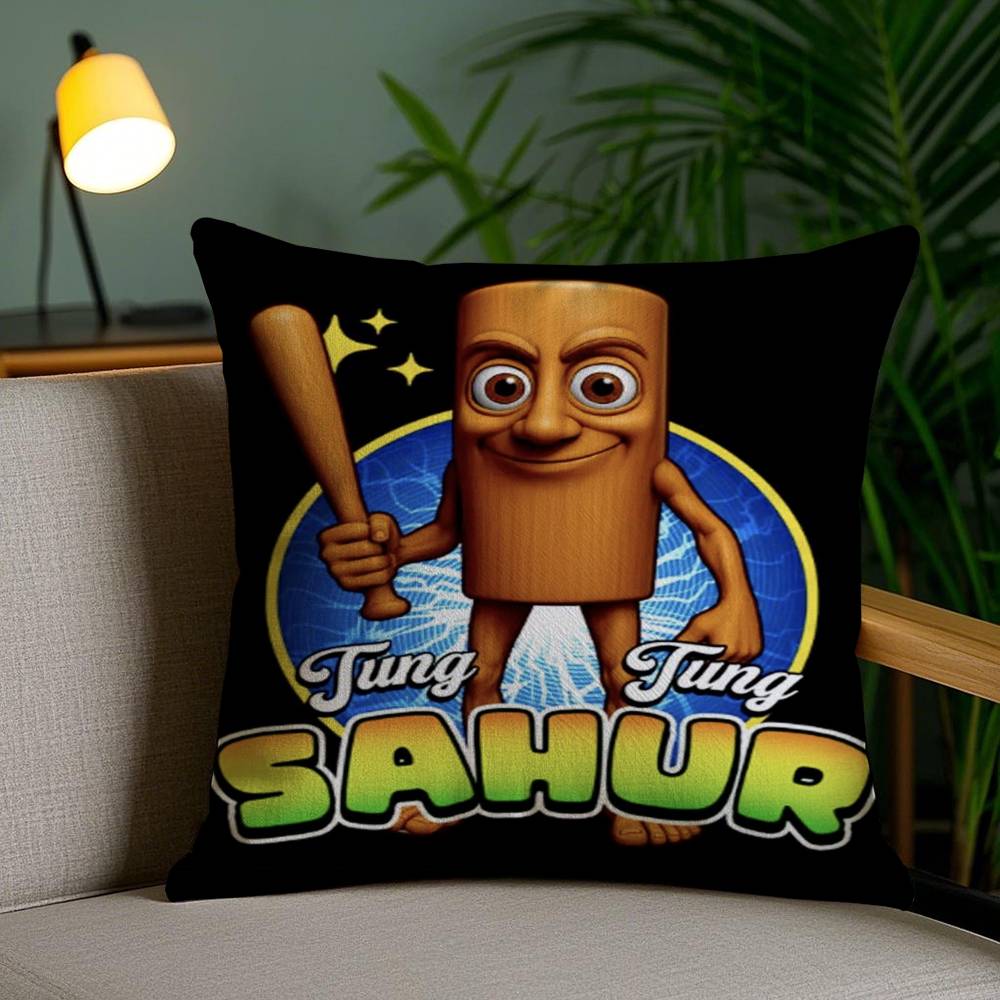 Italian Brain Rot Meme Tralalero Tralala Pillow Case Sofa Short Plush Double-sided HD Printing Room Home Office Cushion Cover