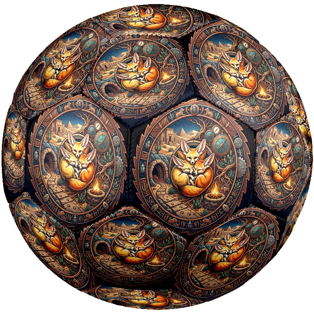 Desert Foxes Ancient Symbols Round Football Size 5 Adult Ball Suitable for Training Matches and Outdoor Team. разноцветный