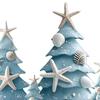 4Pcs/Set Blue Coastal Christmas Tree Ornaments Wooden Ocean-Themed Table Centerpieces Xmas Party Figure Home Decor
