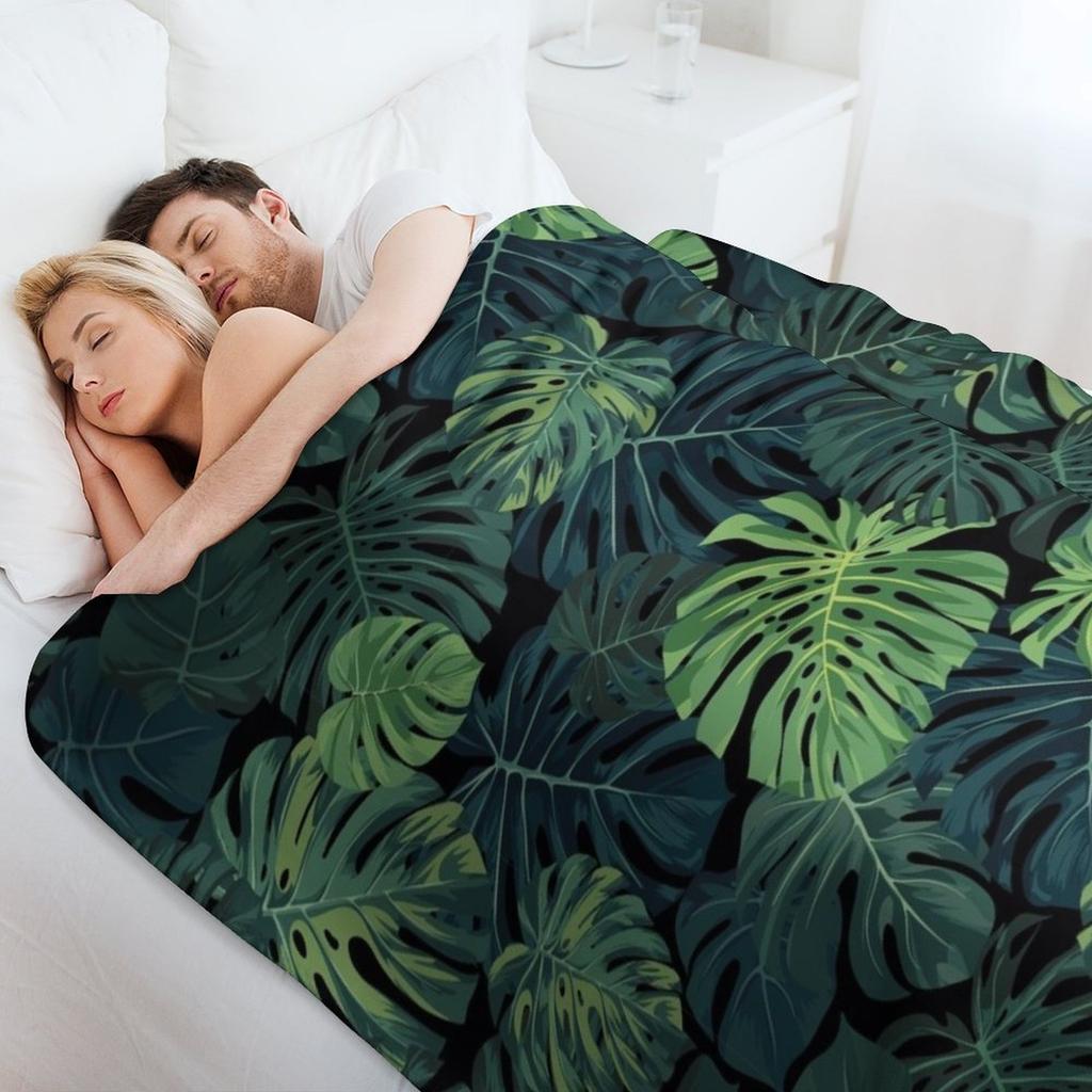 Monstera Leaves Throw Blanket Designers Hairys Warm Winter Soft Blankets