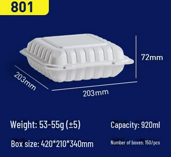 Biologisk nedbrytbar hvit engangs hamburgerboks i amerikansk stil - enkeltroms PP hurtigmatbeholder for takeaway