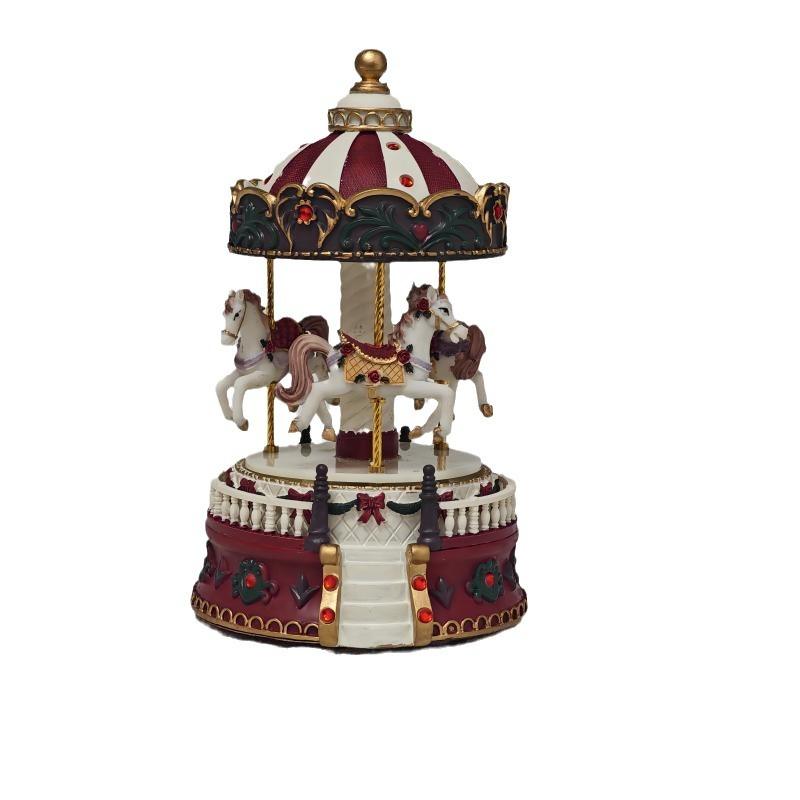 Vintage Red European Style Carousel Music Box Christmas Gift Toy Ornament Craft Wholesale