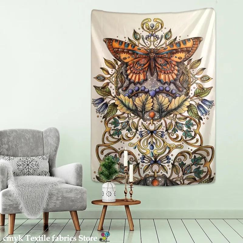 Украшение стен дома Гобелен в стиле бохо с изображением бабочек — фото 10