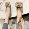 Fashion Low Heel Elegant Kawaii Woman Flats Square Toe Cute Shoes for Women with Bow Vintage Casual Clothing Trend 2025 Chic Stylish Y2k