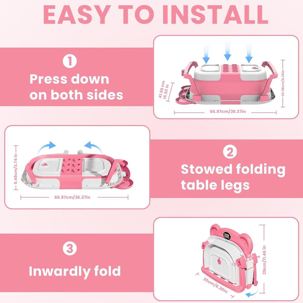 Ubravoo Dětská vanička s teploměrem pro kontrolu teploty vody, skládací vanička pro batolata s měkkým potahem, vhodná pro novorozence 0-24 měsíců