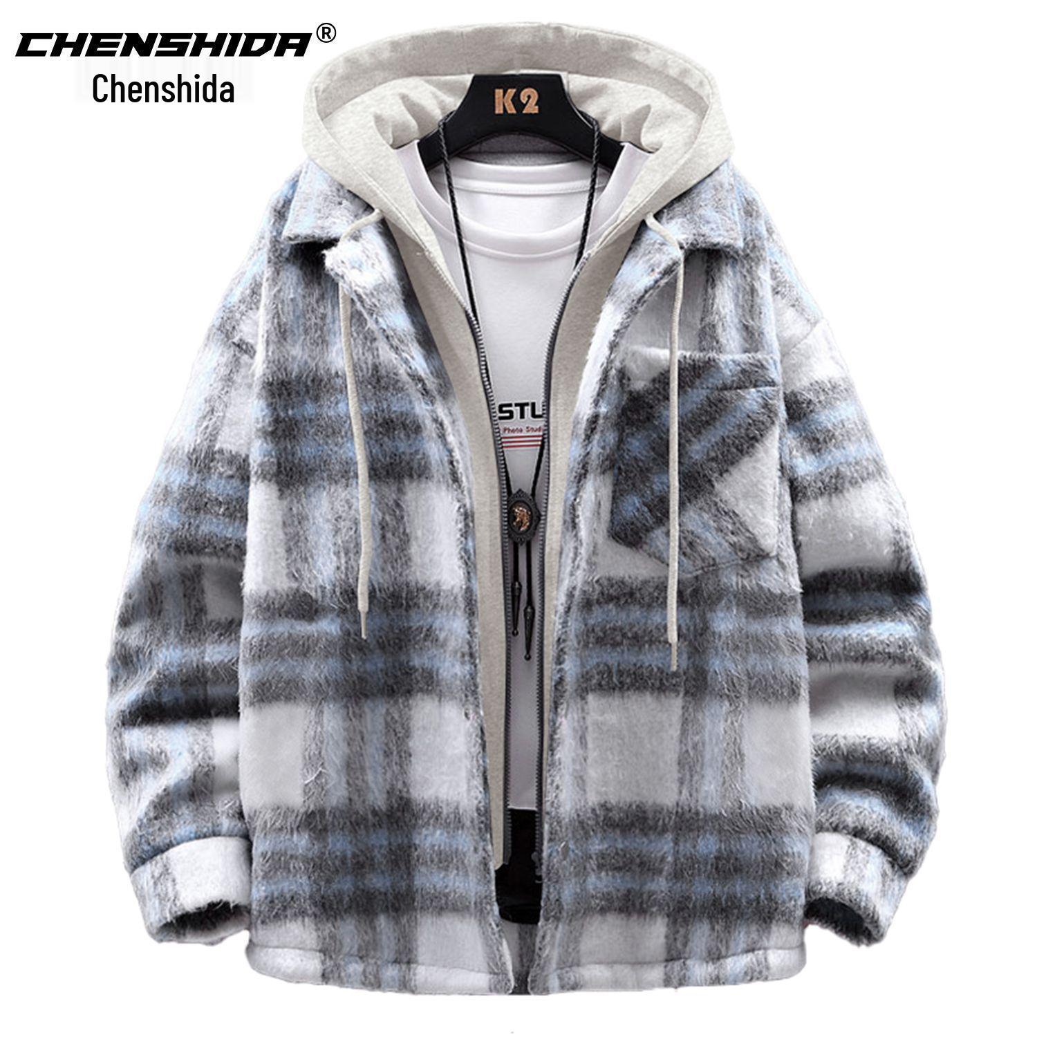 

Men s Trendy Plaid Two-Piece Hooded Jacket - Stylish Winter Top Extra Large світло-сірий колір