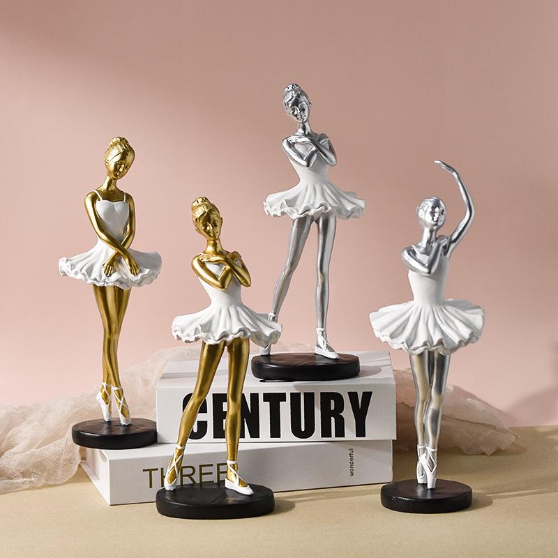Resin Figurine of A Ballet Dancer for Home Decoration, Featuring A Cute Girl's Room with Artistic Appeal.