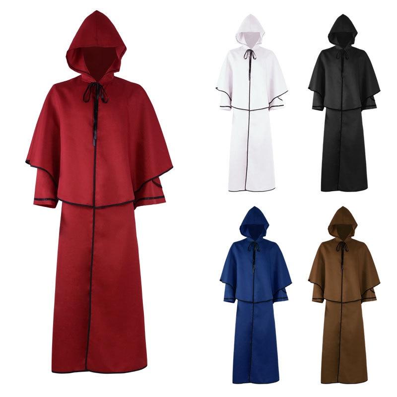 Medieval Renaissance 5-color Hooded Cloak For Halloween Cosplay