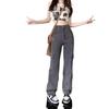 Spring-Autumn Retro Denim Cargo Pants: Stylish Women's Loose Straight-Leg, Multi-Pocket Design