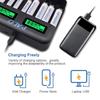 PALO 8 Slots LCD Display USB Smart Battery Charger for AA AAA SC C D Size Rechargeable Battery 1.2V Ni-MH Ni-CD Quick Charger