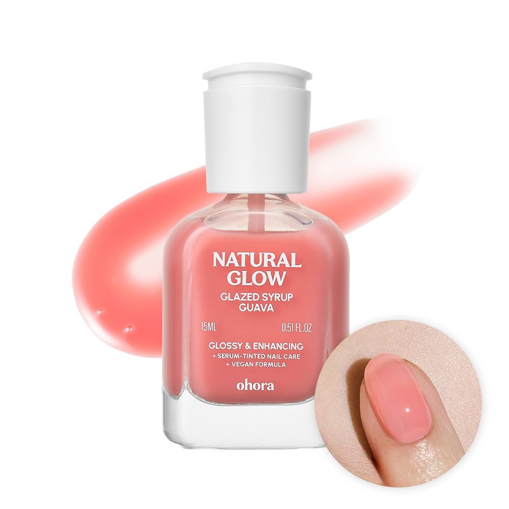 OHORA Glazed Syrup Nail Strengthener Guava Edition Nail Care Set with Optional Nail Essentials Strengthener