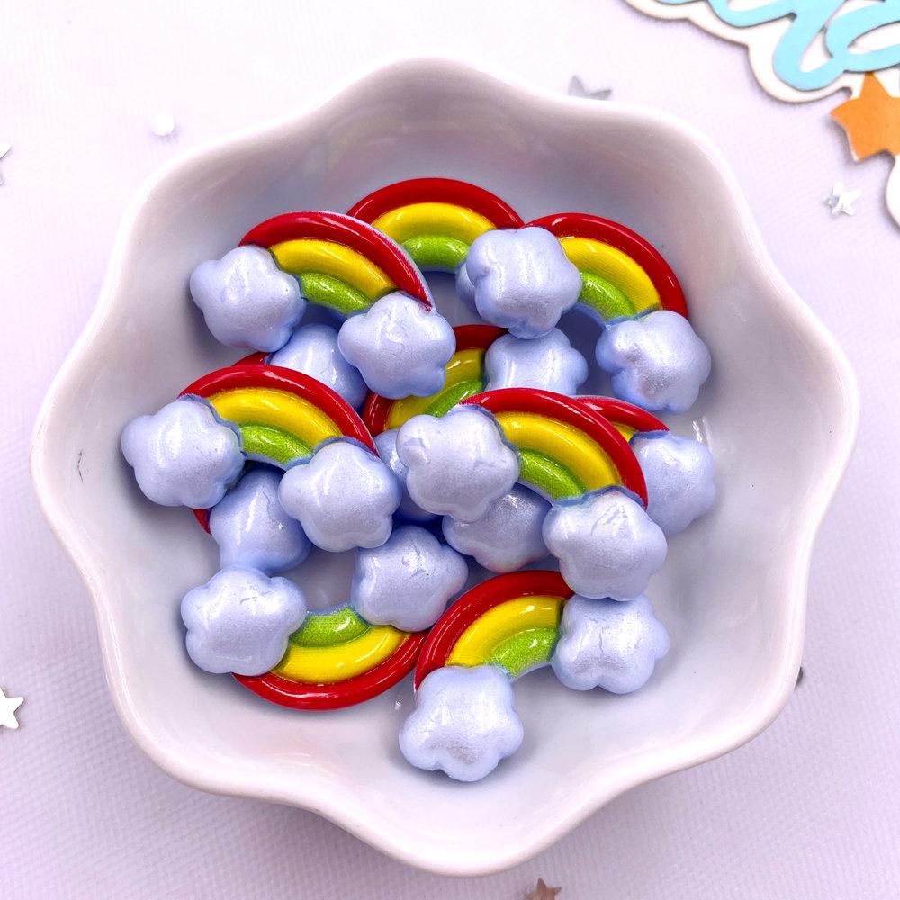 10pcs Colorful Resin Rainbow Love Lollipop Flower Fruit Vegetable Fruit Figurines Flat back Scrapbook DIY Jewellery Decor Crafts
