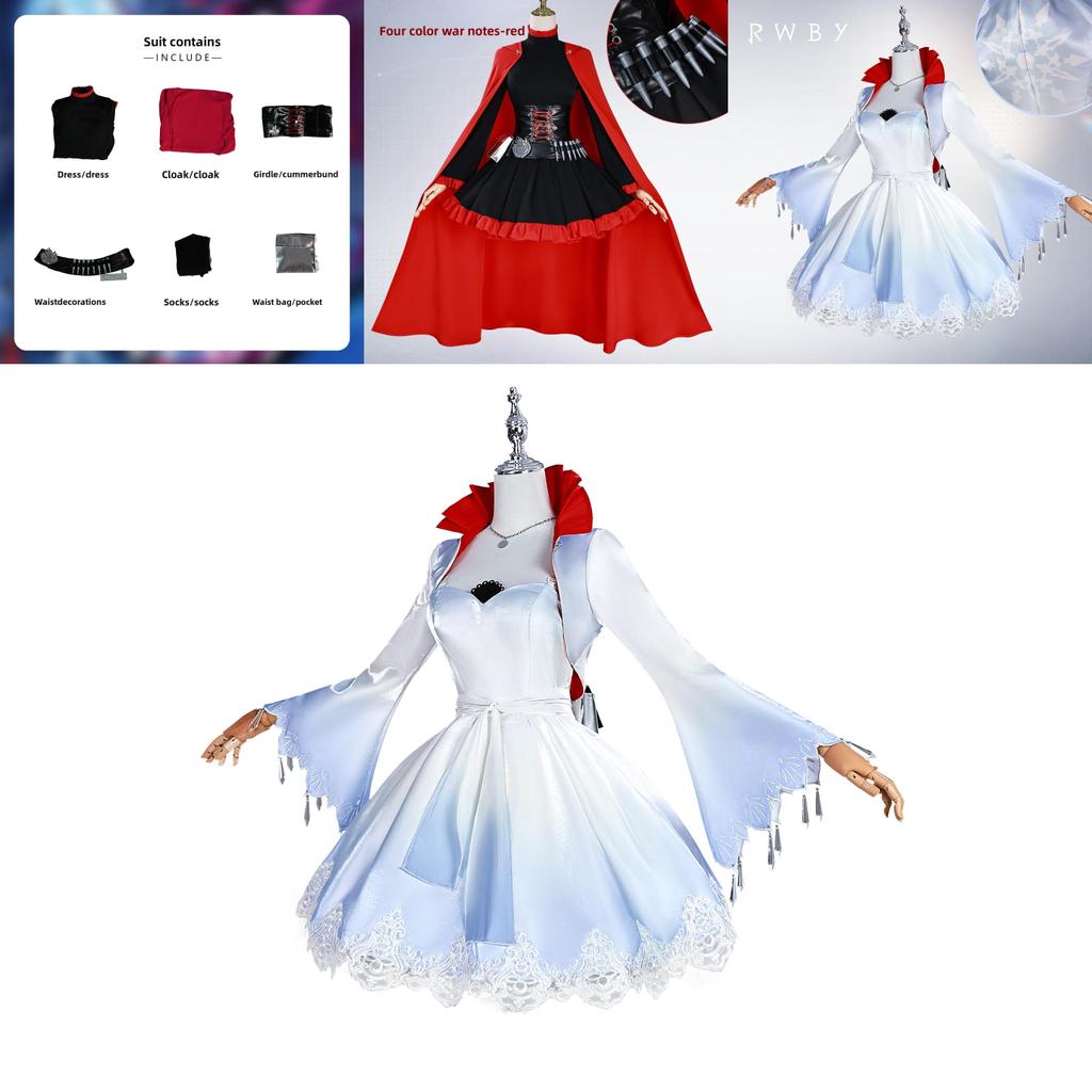 Rwby Ruby Rose Weiss Schnee Cosplay Dress With Polyester Fabric For Cosplay Parties And Events