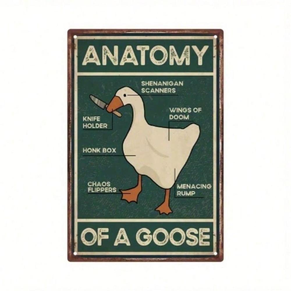 Vintage Goose Metal Wall Art Waterproof Tin Sign for Home Bar Garage Decor